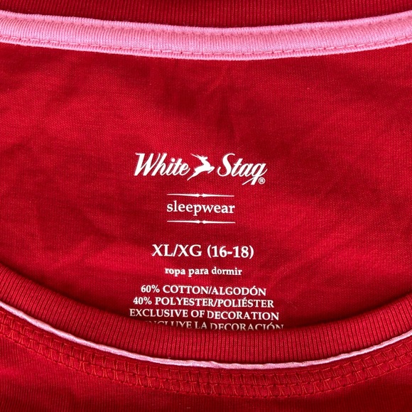 NWT White Stag Long Sleeve Pajama Top Shirt Red I Need A Bear Hug Womens XL - Picture 3 of 7